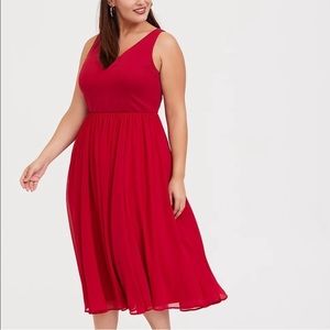 Torrid Red Chiffon Midi Dress | Size 18